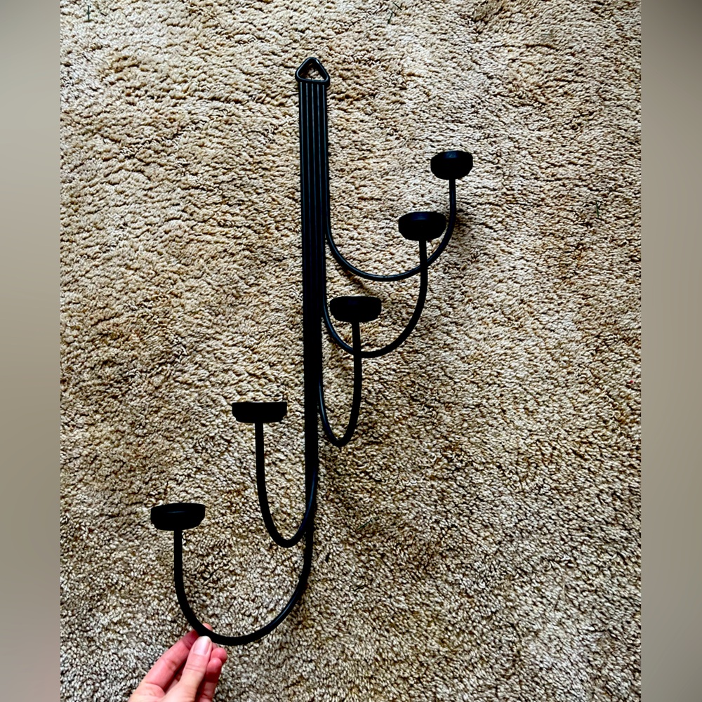 Large Tier Partylite Candelabra Wall Hanging 5 Candle Black Decor Goth Farmhouse